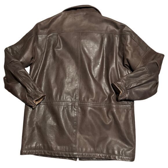 The Territory Ahead Brown Leather Teacher Jacket (XL) – Plaid Lined Field Coat - Picture 3 of 5